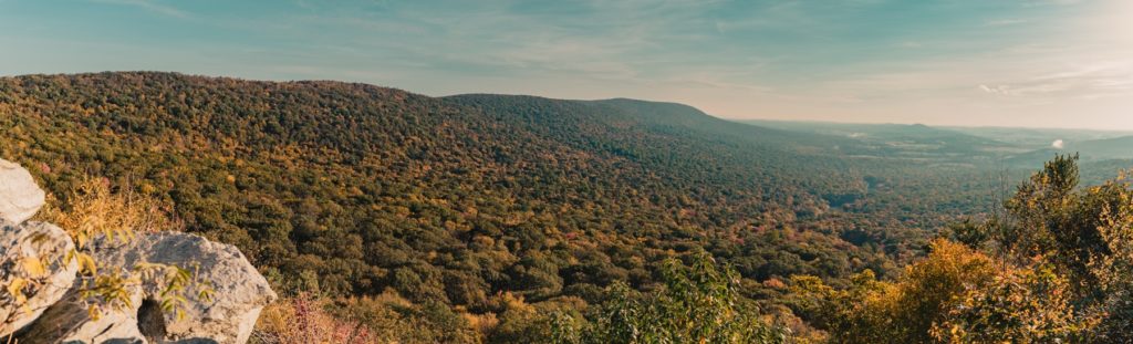 A panoramic view from the overlook on which the couple said I do. It overlooks a valley and the surrounding Pennsylvania mountains.