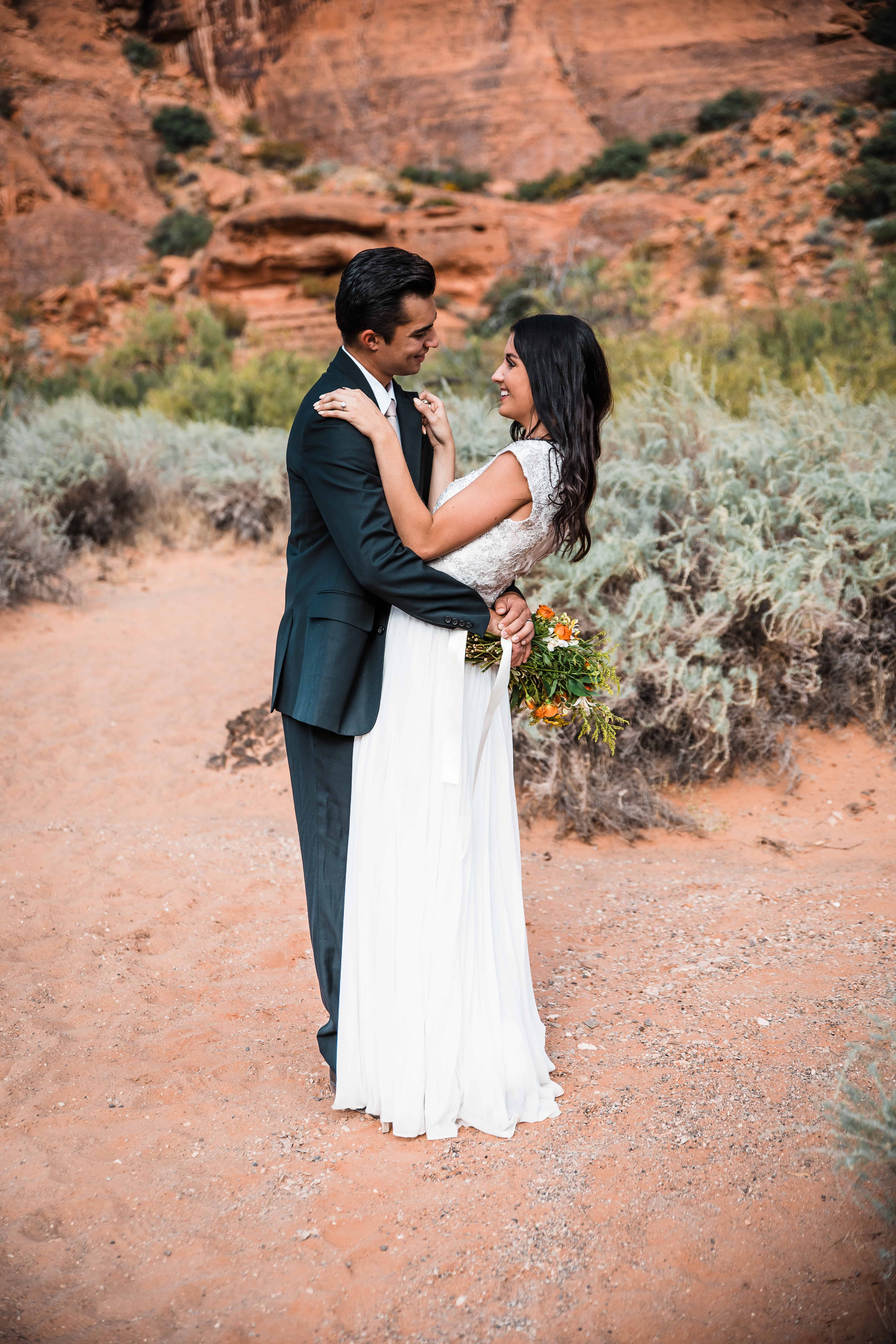 Eloping in southern Utah, the couple exchanges vows